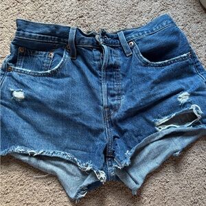 Levi's Blue Distressed Jean Shorts